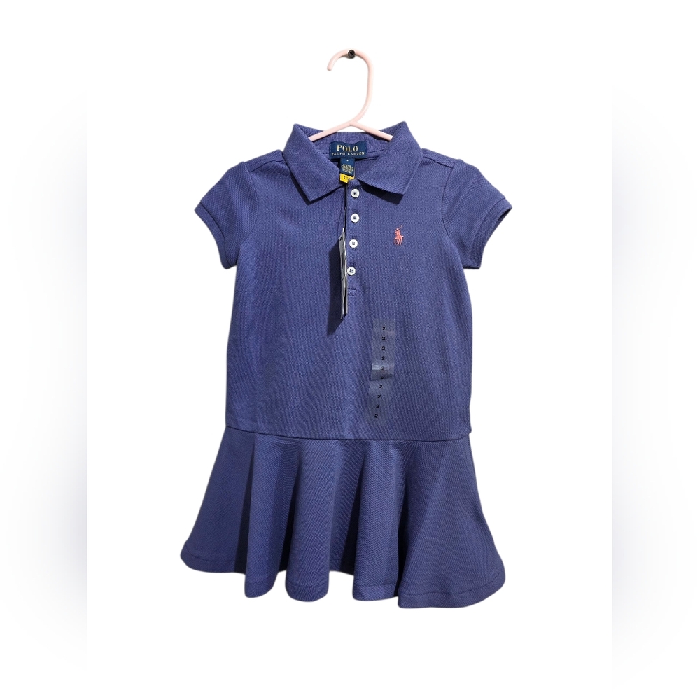 Polo Ralph Lauren Blue Polo Shirt Short Sleeve Stretch Mesh Dress Toddler Sz 2T